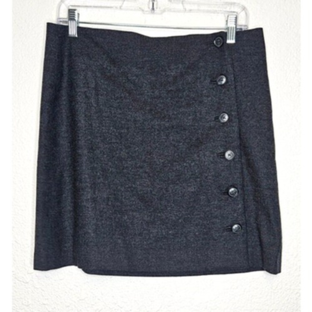 Womens Dark Academia Mini Skirt 4 Charcoal Gray Button Up Preppy Grunge School